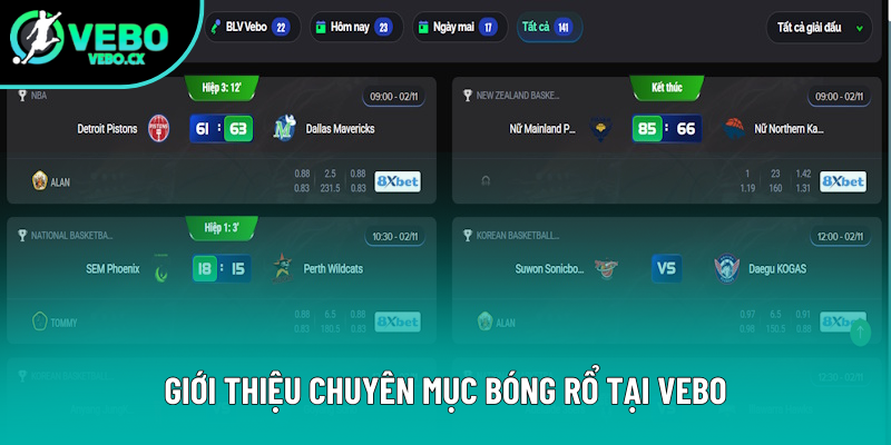 Giới thiệu mục live bóng rổ tại VEBO Giới thiệu mục live bóng rổ tại VEBO